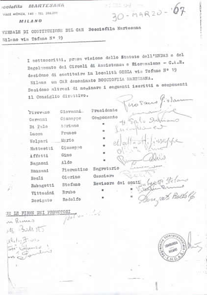 Costituzione Bocciofila Martesana